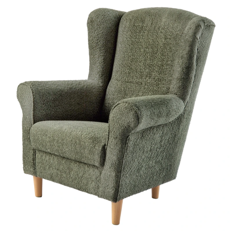 Kreslo ušiak, zelená látka Coral, CHARLOT 12