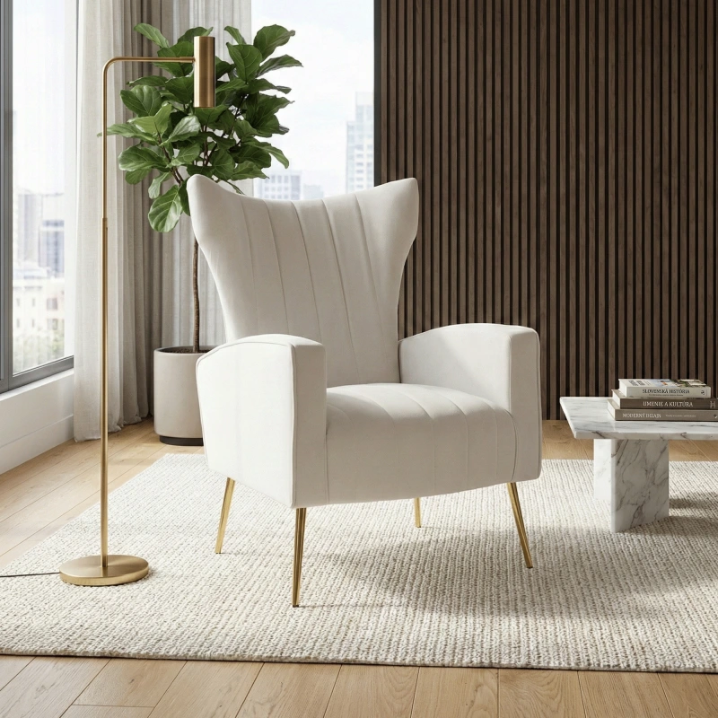 Relaxačné kreslo, béžová Velvet látka, BARET 17