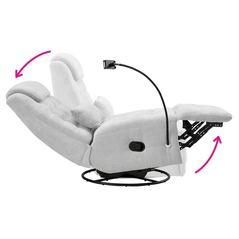 Luxusné otočné kreslo, hojdacie, svetlosivá, UMBRO 7