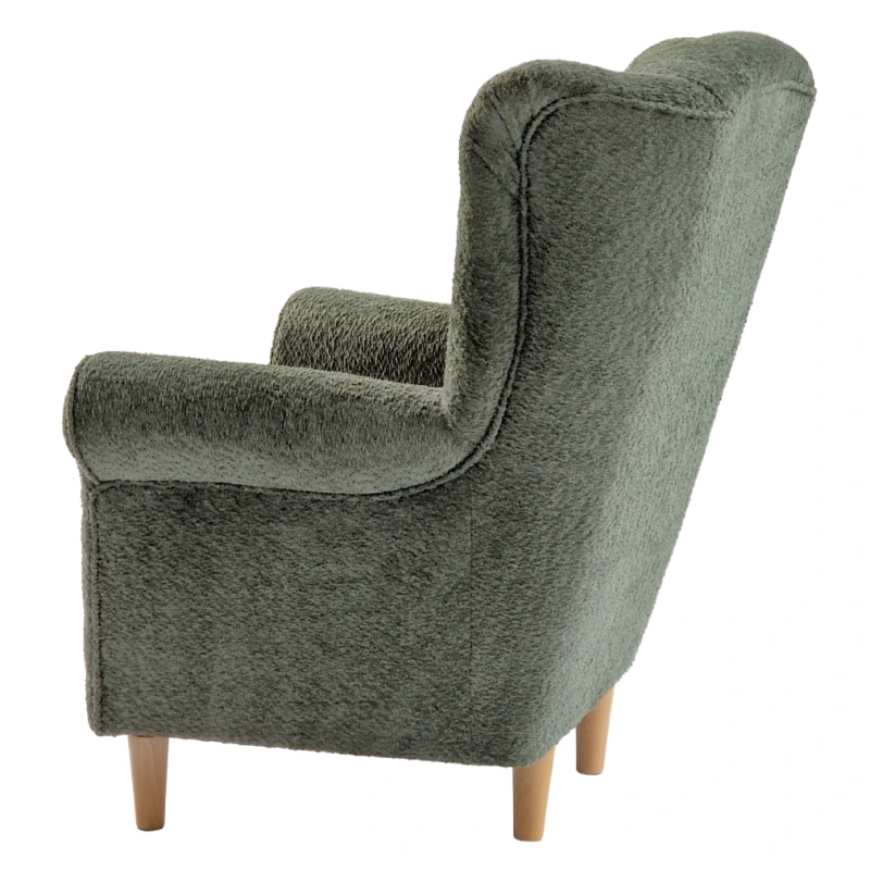 Kreslo ušiak, zelená látka Coral, CHARLOT 5