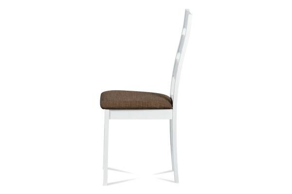 Jedálenská stolička BC-2603 WT, masív biely, poťah hnedý