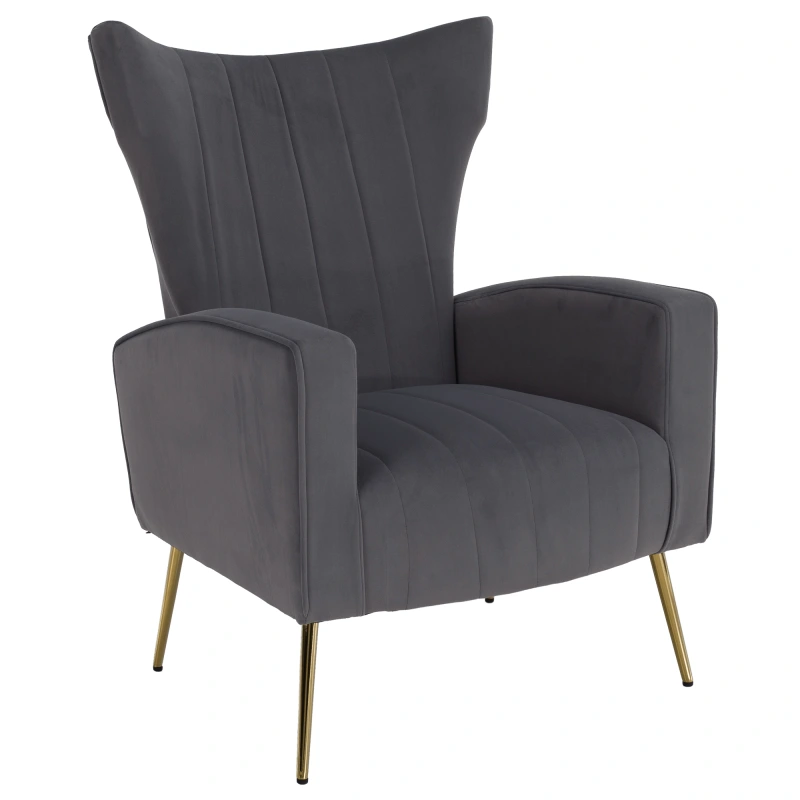 Relaxačné kreslo, sivá Velvet látka, BARET