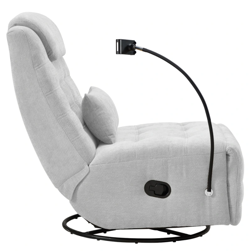 Luxusné otočné kreslo, hojdacie, svetlosivá, UMBRO 2