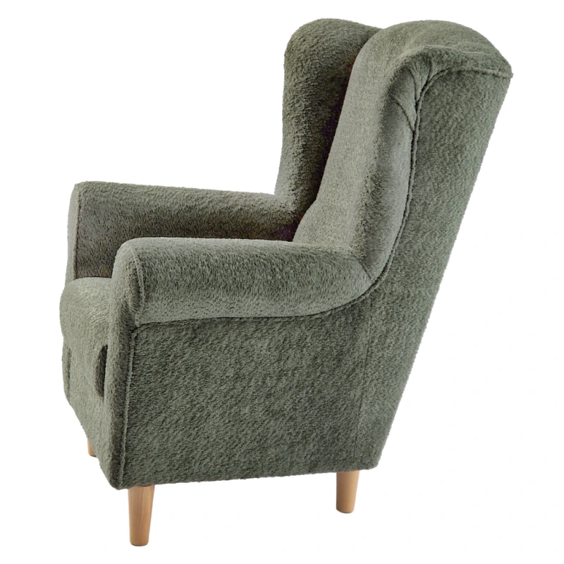 Kreslo ušiak, zelená látka Coral, CHARLOT 15