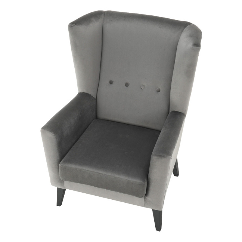 Kreslo-ušiak, svetlosivá/čierna, RODEZA 14