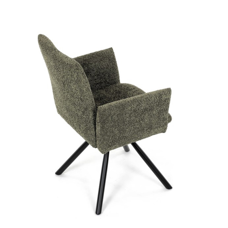 Židle jídelní DCH-W1117 GRN2 zelená látka, černý kov, otočný mechanismus 90°/90° (L/P) 20