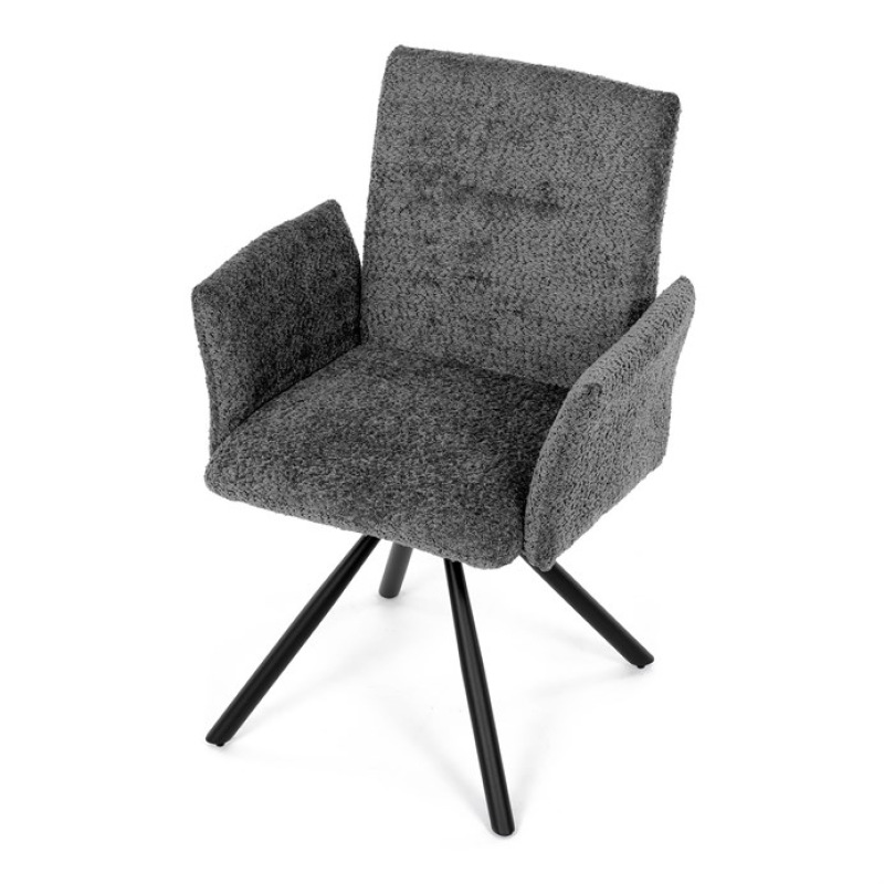 Židle jídelní DCH-W1117 GREY2 šedá látka, černý kov, otočný mechanismus 90°/90° (L/P) 14