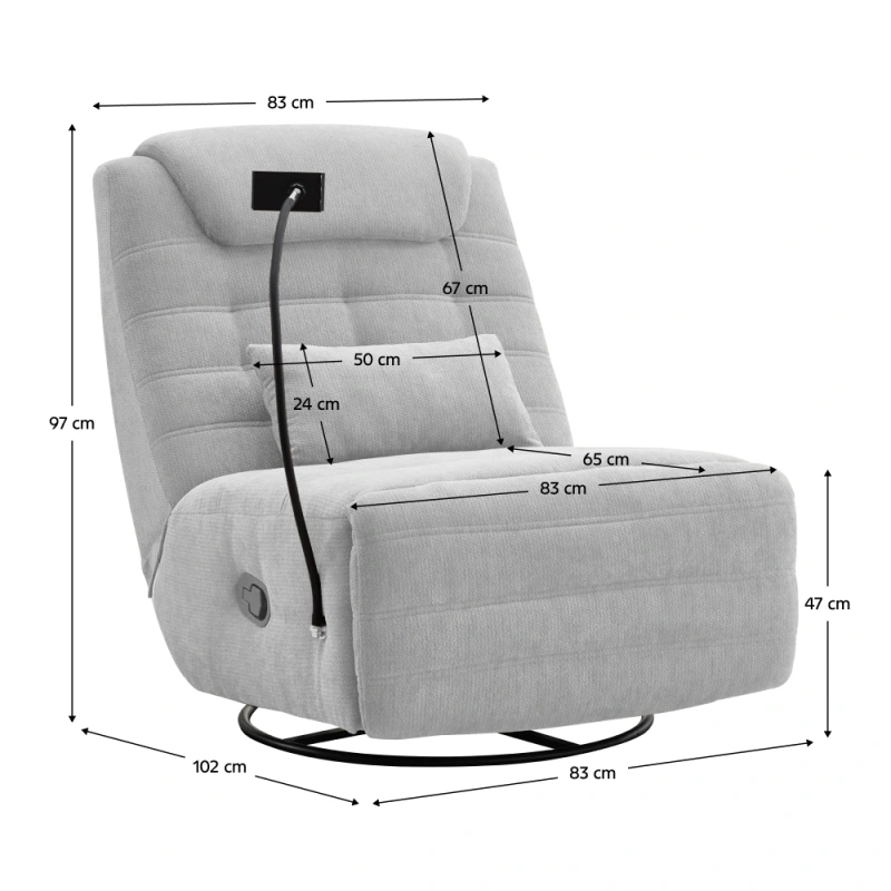 Luxusné otočné kreslo, hojdacie, svetlosivá, UMBRO 5