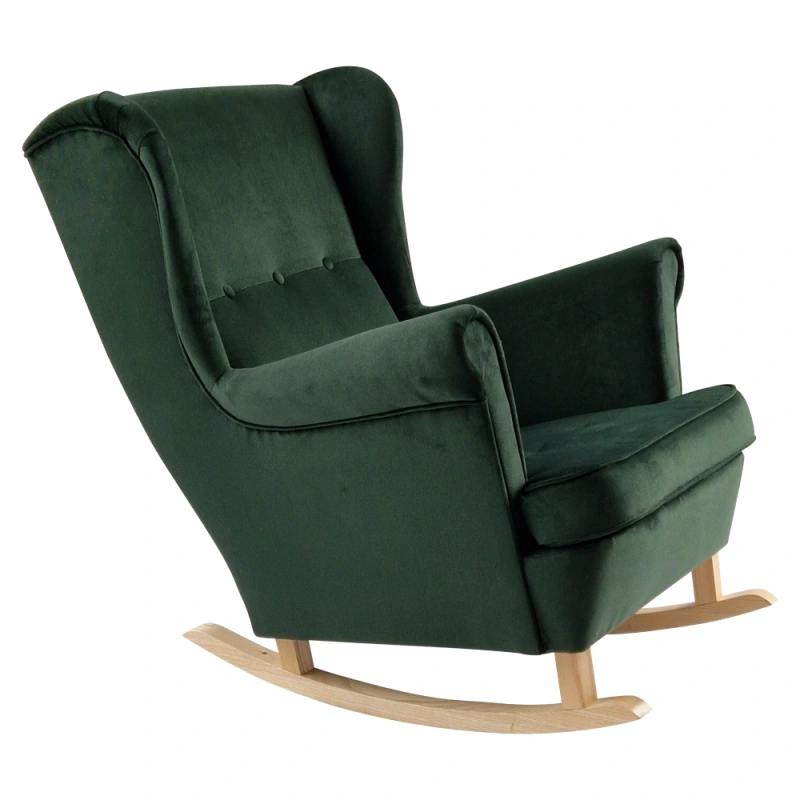 Hojdacie kreslo ušiak, zelená/buk, TEJA 4