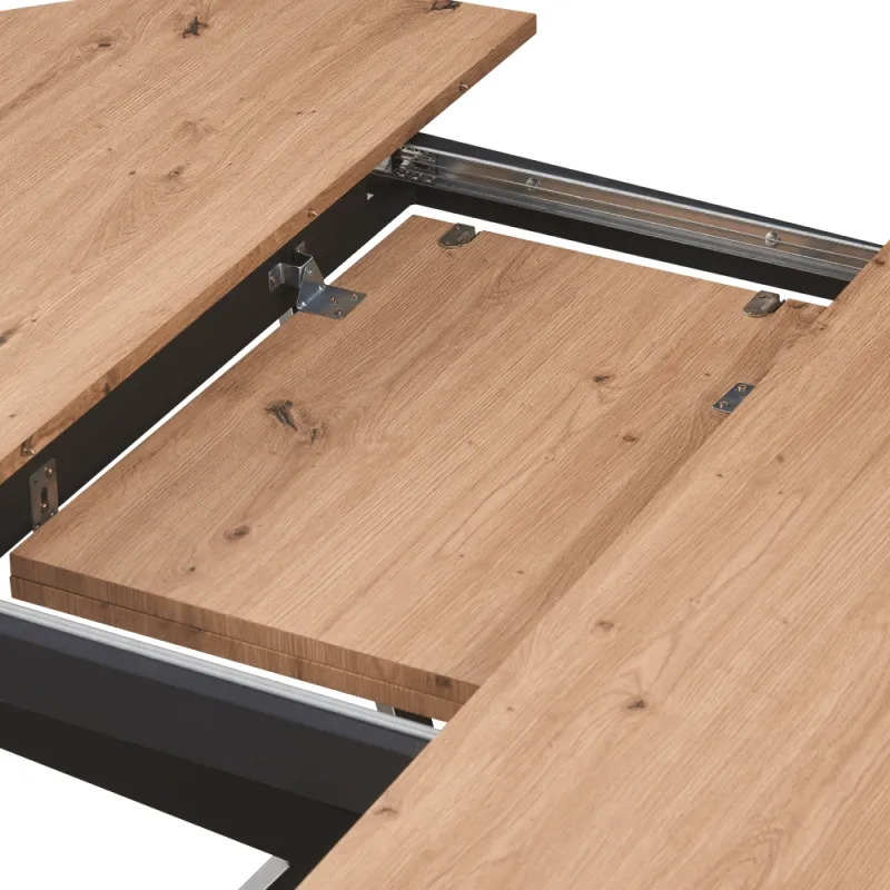 Jedálenský rozkladací stôl, dub artisan/čierna, 100x100-140x75 cm, ABERO TYP 1