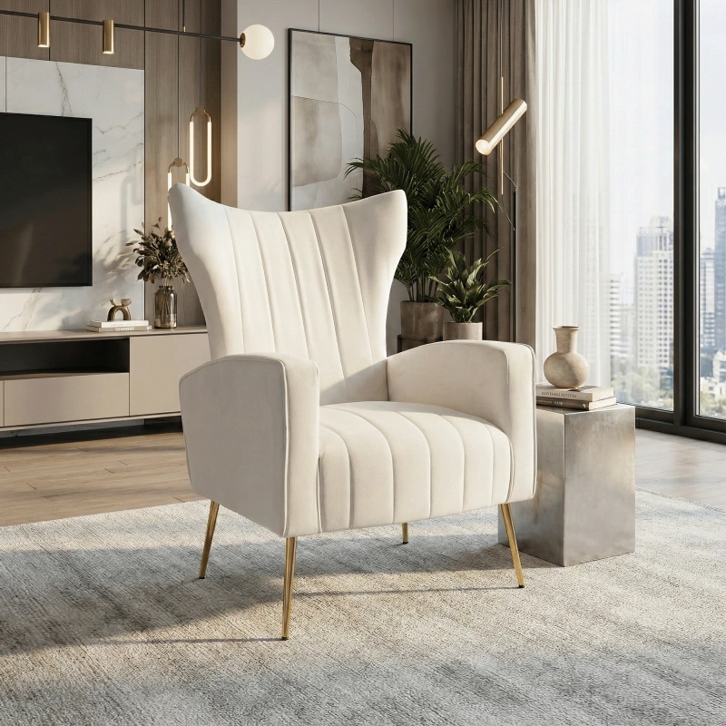 Relaxačné kreslo, béžová Velvet látka, BARET 16