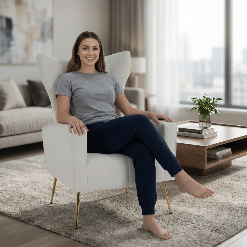 Relaxačné kreslo, béžová Velvet látka, BARET 18