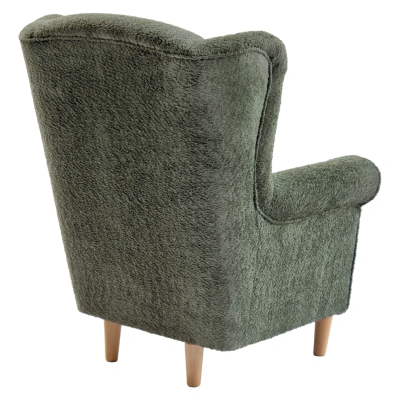 Kreslo ušiak, zelená látka Coral, CHARLOT 6