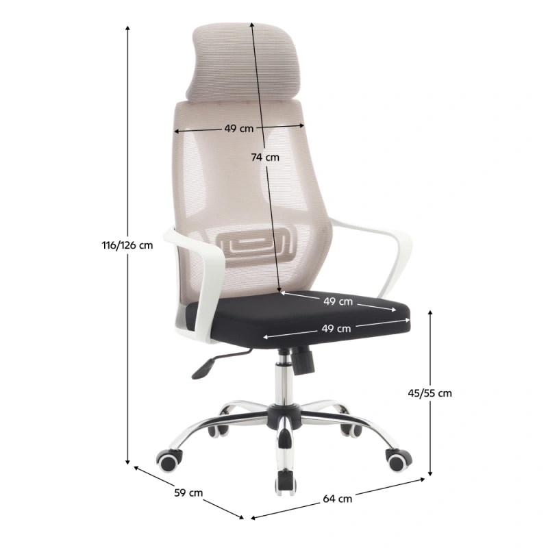 Kancelárske kreslo, sivá/čierna/biela, TAXIS 2 NEW 5