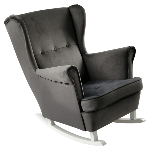 Hojdacie kreslo ušiak, tmavosivá/biela, TEJA 3