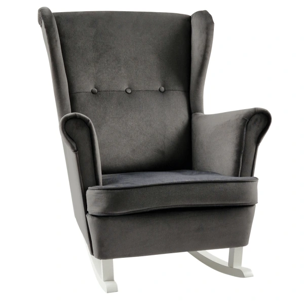 Hojdacie kreslo ušiak, tmavosivá/biela, TEJA 2