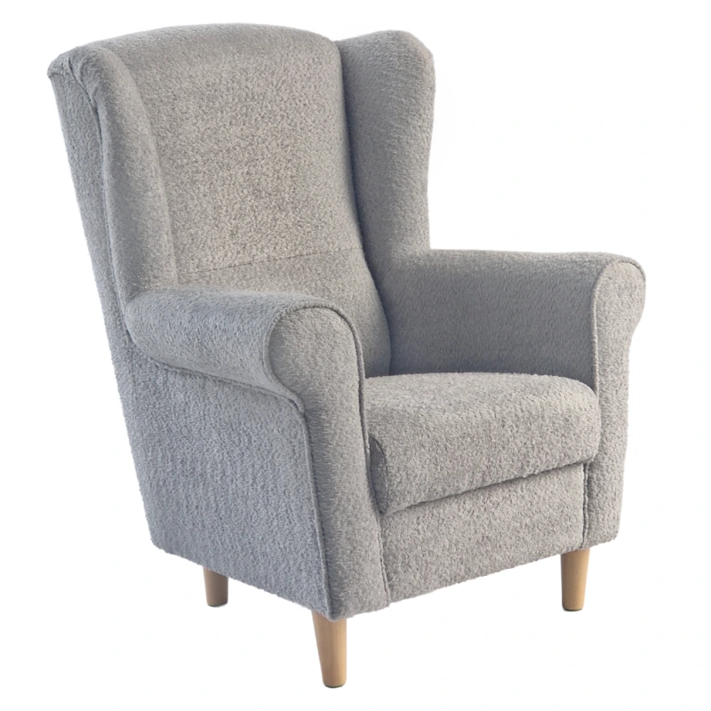 Kreslo ušiak, sivá látka Coral, CHARLOT