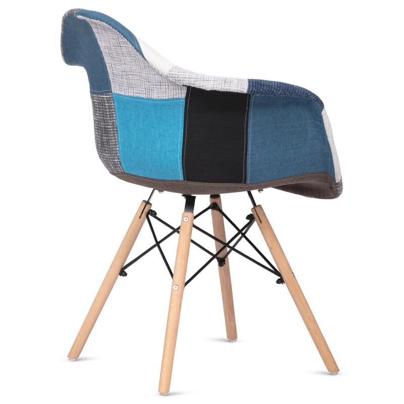 Jedálenská stolička CT-768 PW2 látka patchwork, drevené nohy, masív prírodný buk