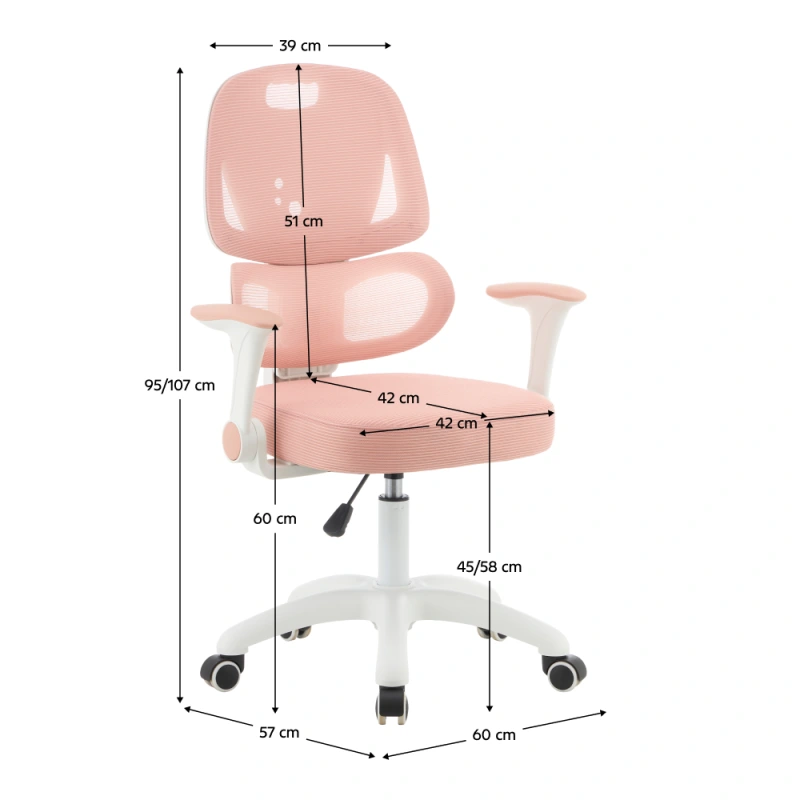 Otočná stolička, ružová/biela, LISTER 1