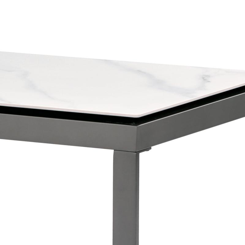 Konferenčný stolík AHG-284 WT 120x60 cm, biely mramor, nohy šedý kov