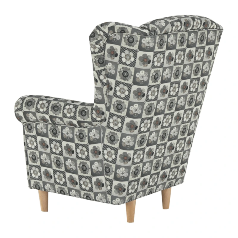 Kreslo ušiak, látka patchwork N1, CHARLOT 12