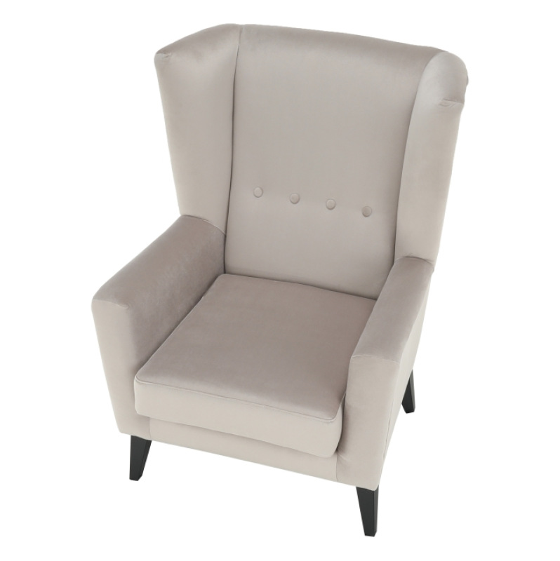 Kreslo-ušiak, krémová/čierna, RODEZA 5