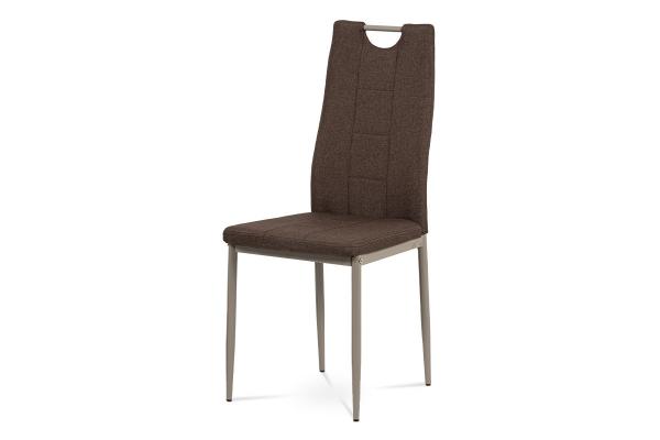 Autronic - jedálenská stolička, hnedá látka, kov cappuccino lesk - DCL-393 BR2