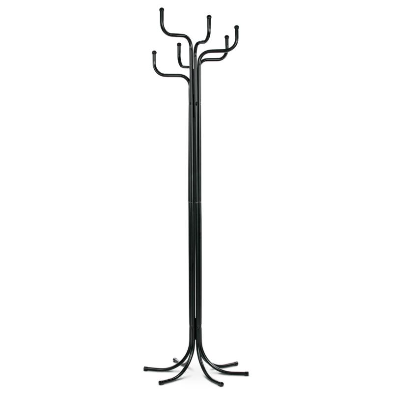 Autronic - Vešiak stojanový, kovová konštrukcia, čierny matný lak, výška 188 cm, nosnosť 12 kg - 837