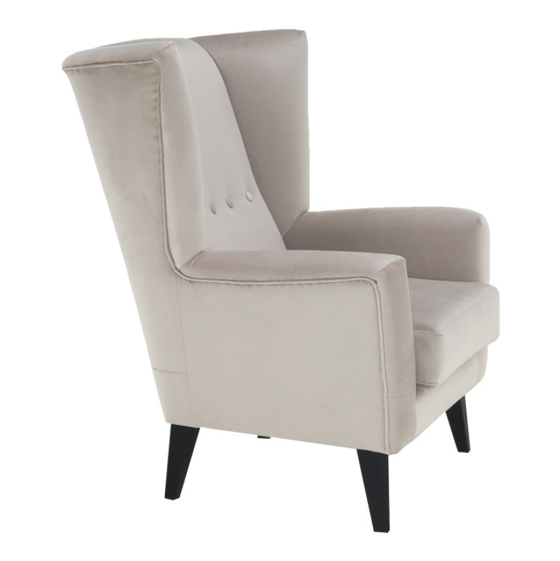 Kreslo-ušiak, krémová/čierna, RODEZA 1