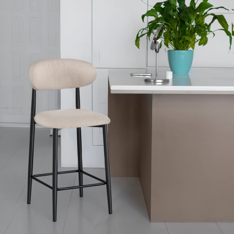Barová stolička, béžová látka/čierna, ZAJDA TYP 2 2