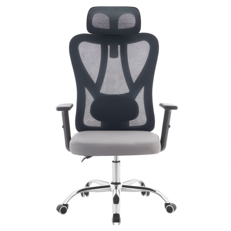 Kancelárske kreslo, tmavosivá/svetlosivá/chróm, ADEMIR 1