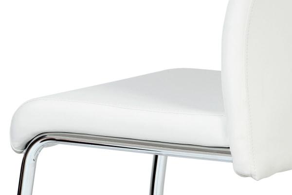 Jedálenská stolička DCL-418 WT, koženka biela, chróm
