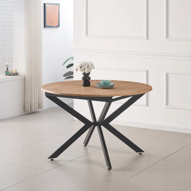 Jedálenský rozkladací stôl, dub artisan/čierna, 120x120-160x75 cm, ABERO TYP 2