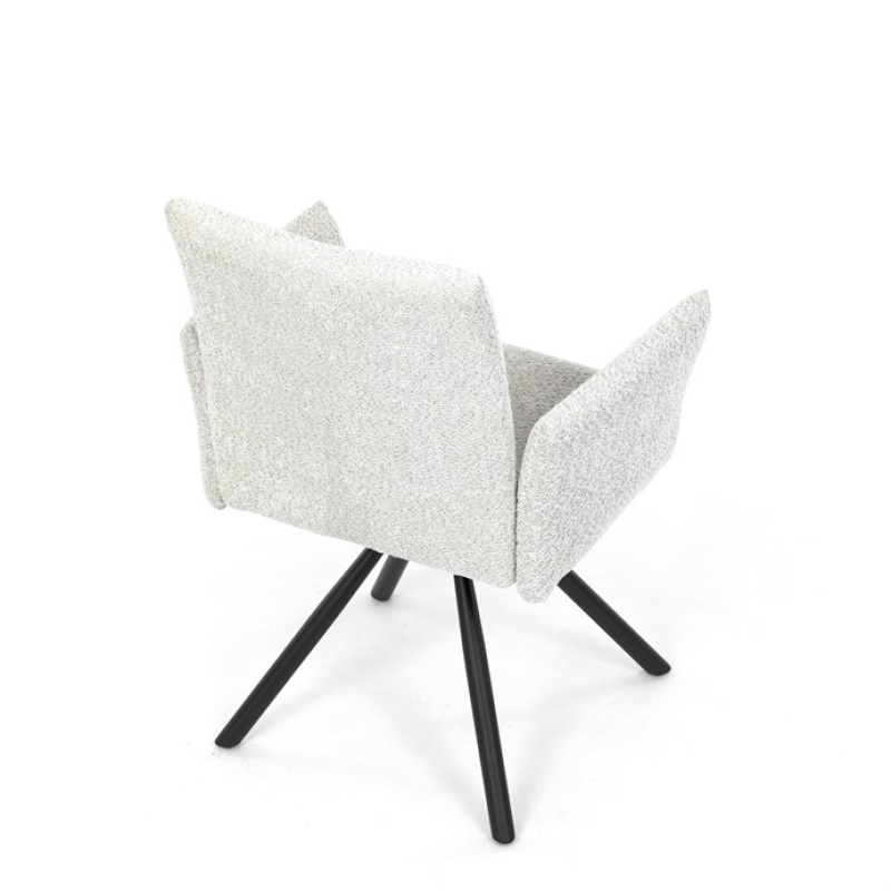 Židle jídelní DCH-W1117 CRM2 krémová, černý kov, otočný mechanismus 90°/90° (L/P) 20