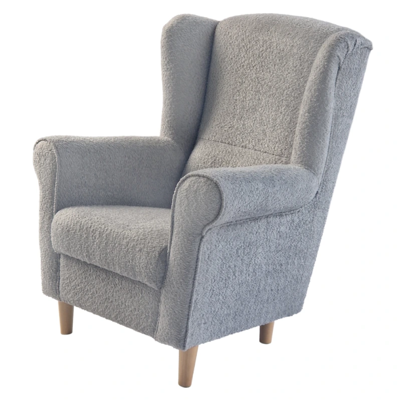 Kreslo ušiak, sivá látka Coral, CHARLOT 3