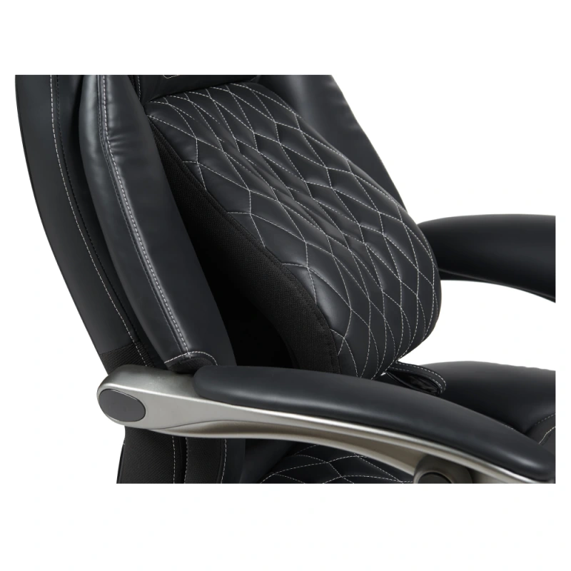 Kancelárske kreslo, čierna ekokoža/chróm, nosnosť 150 kg, URIEN 6