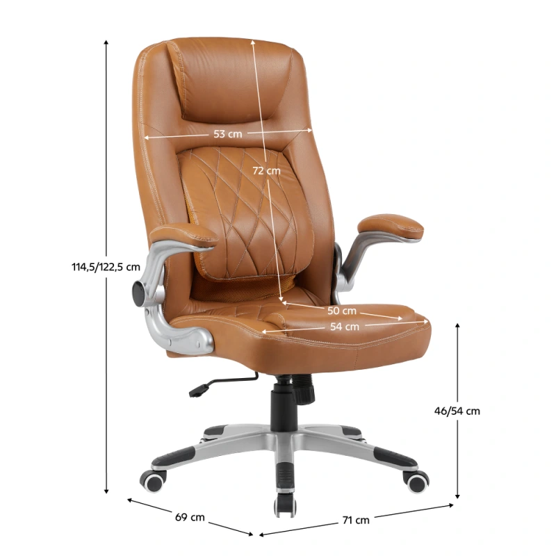 Kancelárske kreslo, hnedá ekokoža/strieborná, nosnosť 150 kg, GREKO 4