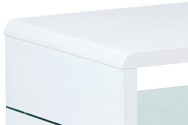 Autronic - konferenčný stolík 110x60x40, MDF vysoký lesk biely, 6mm sklo - AHG-402 WT