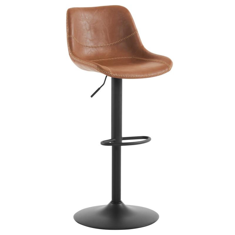 Stolička barová AUB-714 BR hnedá ekokoža, kov čierna