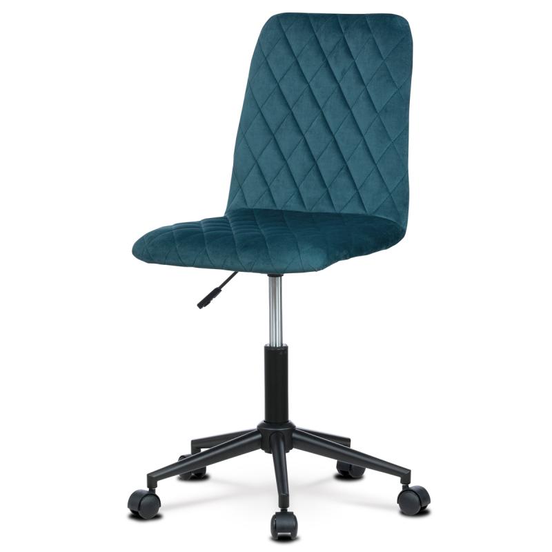 Autronic - Kancelárská stolička detská,  poťah modrá zamatová látka, výškovo nastaviteľná - KA-T901