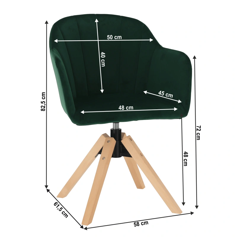 Otočné kreslo, velvet látka, smaragd/buk, DALIO 2