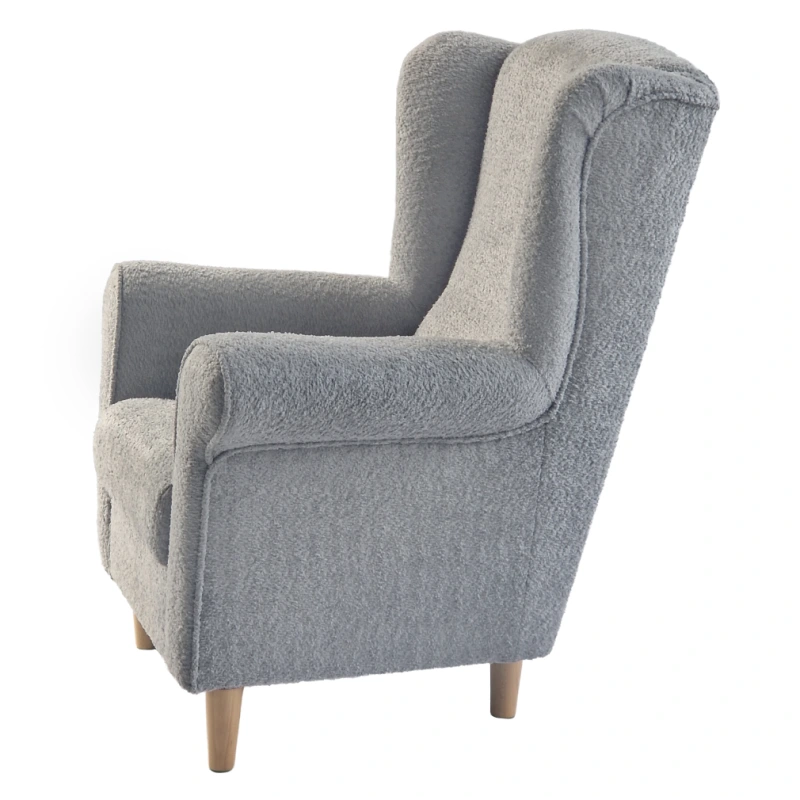 Kreslo ušiak, sivá látka Coral, CHARLOT 6