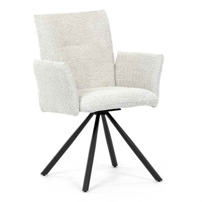 Židle jídelní DCH-W1117 CRM2 krémová, černý kov, otočný mechanismus 90°/90° (L/P) 12