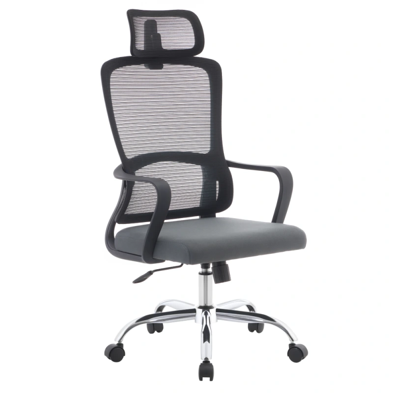 Kancelárske kreslo, čierna/sivá/chróm, RANDY