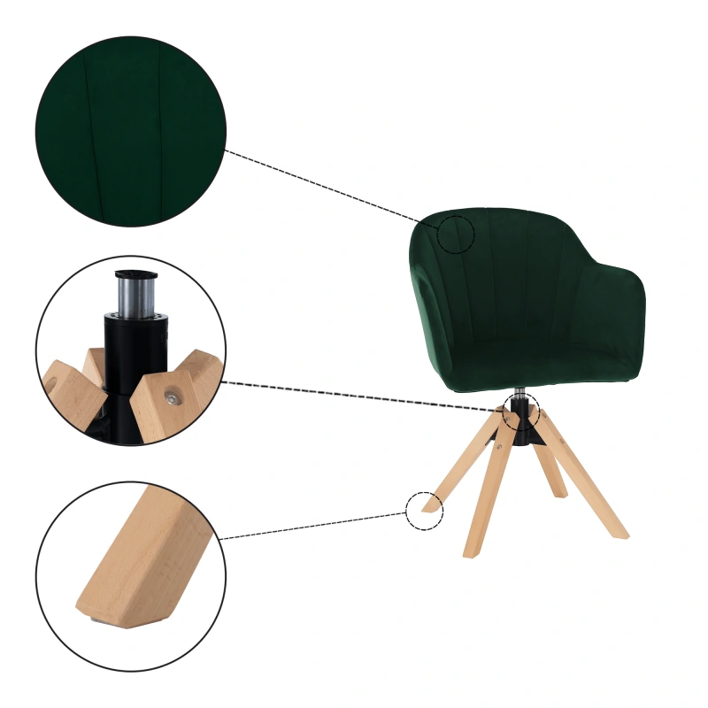 Otočné kreslo, velvet látka, smaragd/buk, DALIO 1