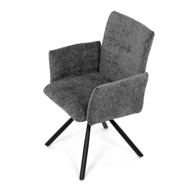 Židle jídelní DCH-W1117 GREY2 šedá látka, černý kov, otočný mechanismus 90°/90° (L/P) 15