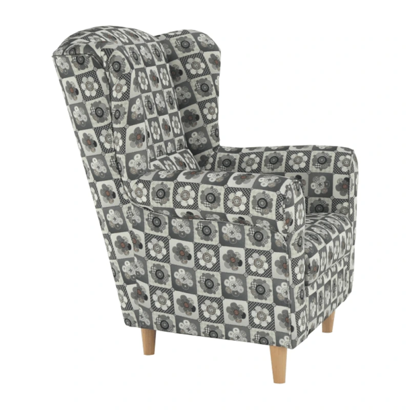 Kreslo ušiak, látka patchwork N1, CHARLOT 10