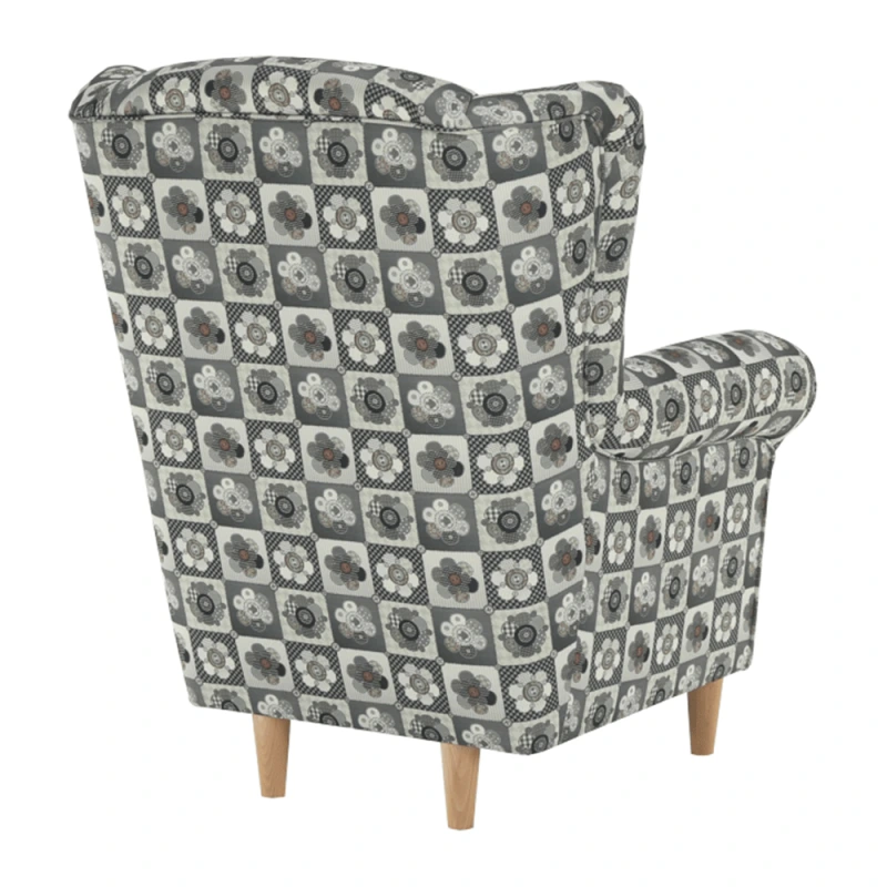 Kreslo ušiak, látka patchwork N1, CHARLOT 11