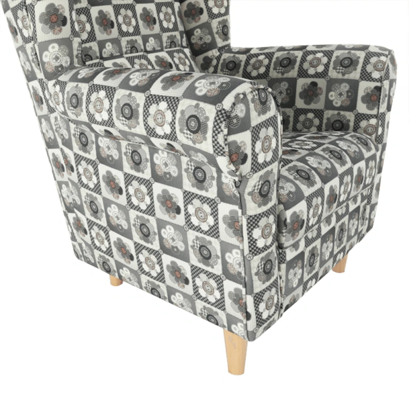 Kreslo ušiak, látka patchwork N1, CHARLOT 4