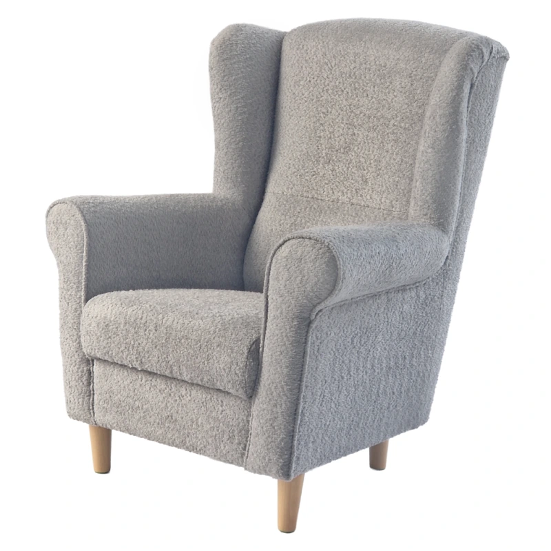 Kreslo ušiak, sivá látka Coral, CHARLOT 4